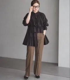 美品　イエナ　シャツ　ブラウス　リボン　ストライプ　フリル　22年　シェルボタン cycleparadisestore_nkt-