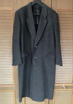 ウールロングコート ブラック3ボタン