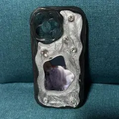 iPhone13ProMax ソフトケース メタリックシルバー 鏡付き メタル