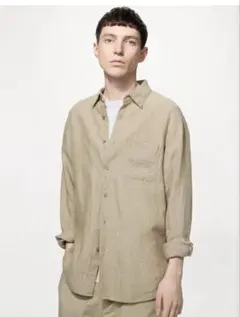 ユニクロ　UNIQLO プレミアムリネンシャツ　ブラウン　※発送はお盆明けのサムネイル