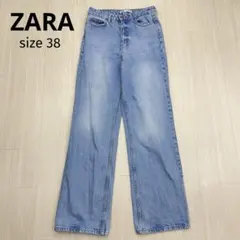 ◆ ZARA ザラ ワイドレッグ デニム ジーンズ ライトブルー 38