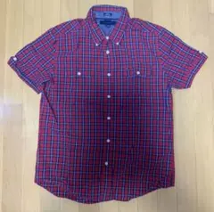 定番人気【Tommy Hilfiger】BDシャツ レッド 半袖 チェック