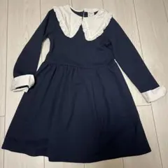 ネイビー フリル付き襟 ワンピースZARA128cm