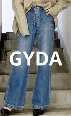 GYDA パンツ デニム ジーンズ フロントZIPデザインフレアデニムパンツ