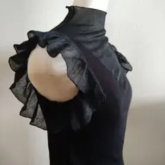 ZARA シアー フリル ハイネック ノースリーブ トップス