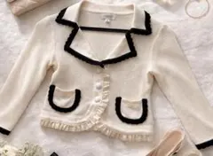 【美品】JILL STUARTジルスチュアート白フリルカーディガンSサイズ120