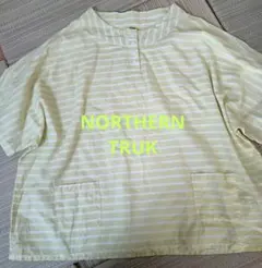NORTHERN TRUCK ストライプ 半袖ブラウス L イエローのサムネイル