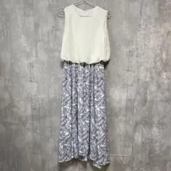 SENSE OF PLACE ノースリーブロングワンピース 葉柄プリント お洒落