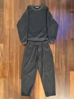 UNIQLO Uエアリズムコットンスウェットシャツパンツ黒セットアップ