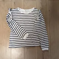 H&M 長袖カットソー ホワイト/ネイビー ストライプ 6-8Y