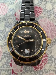 Hello Kitty 30周年記念アナログ腕時計 ブラック/ゴールド