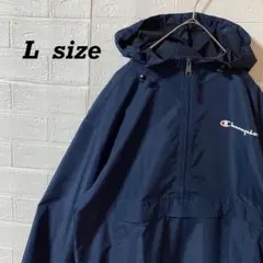 チャンピオン　ハーフジップアノラックナイロンジャケット ネイビー