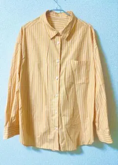 GU ストライプ オレンジ　ブラウス XL