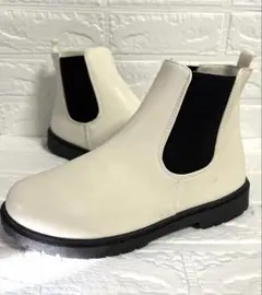 アイボリー サイドゴアブーツ LL 25cm〜25.5cm相当