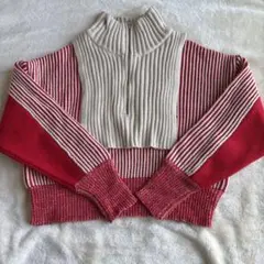 kbf ニット　赤　レイヤードハーフZIPニット　美品　最終値下げ！