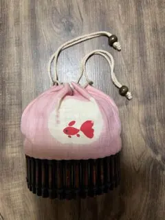 和装用カゴバッグ　金魚　ピンク