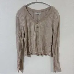 Abercrombie & Fitch 【M】ベージュ長袖トップス リブ編み人気