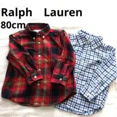 赤と緑のチェック柄シャツ2枚セット