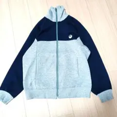 アシックススウェット ジップアップジャケット グレー/ネイビー