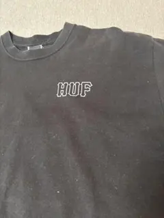 HUF ブラック Tシャツ　Ｌサイズ　古着　ハフ　ロゴ　バックプリント
