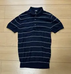 H&M ネイビー ニット ポロシャツ XSのサムネイル