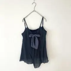 【ナイスクラップ】キャミソール 水玉 ドット リボン レイヤード 大人かわいいのサムネイル