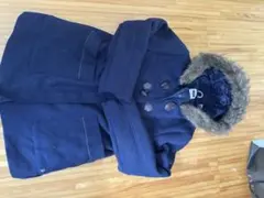 okaidiネイビー コート ファー付き