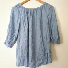 【美品】BALLSEYオフショルカットソー水色五分袖パフスリーブ上品人気春夏のサムネイル
