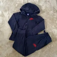 NIKE ナイキ　フード付き　ジャージ　130 135ジップ　パーカー　ネイビー
