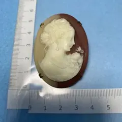 カメオ ブローチ&ペンダントトップ ヴィンテージアンティークブラウン NO.32