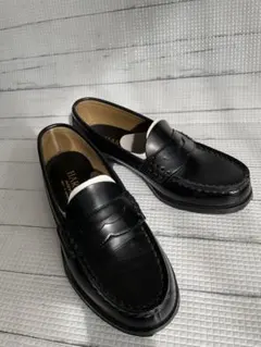 HARUTA ブラックレザー ローファー