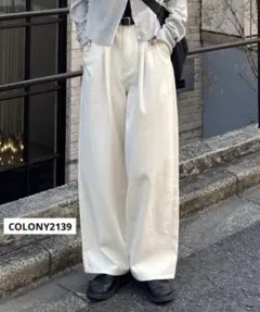 未使用 2タックコットンツイルストレートパンツ Sサイズ 綿100%のサムネイル