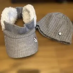 アルチビオグレー ニット バイザーキャップ aの刺繍付き