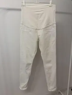 無印良品　ホワイト ハイウエスト マタニティパンツ