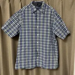 90s ポロラルフローレン ADAMS 開襟シャツ チェック 半袖 Sサイズ