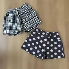 韓国子供服韓国こどもふくショートパンツ2枚セットチェックドット水玉