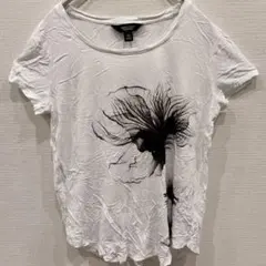 美品✨【XS】レーヨン100% ヴェラウォン 花柄プリント Tシャツ ホワイト