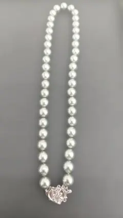 【中古品】桂由美 グレーパール ネックレス イヤリング セット