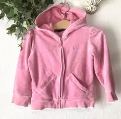 ラルフローレン ベロア調ポニージップアップパーカー ピンク100