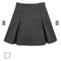 グレー プリーツミニスカート ウール混紡