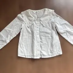 H&M 女の子110ホワイト フリル襟付き長袖シャツ