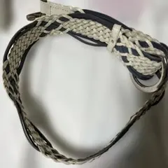 編み込みベルト ホワイト グレー