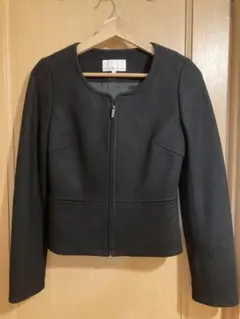 M-PREMIER ブラック ノーカラージャケット 36