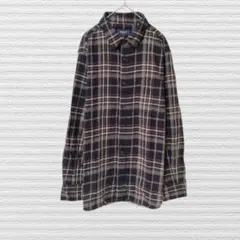 シャツ　チェック柄　黒×茶色×白　長袖　綿100%　コットン　秋冬　カジュアル