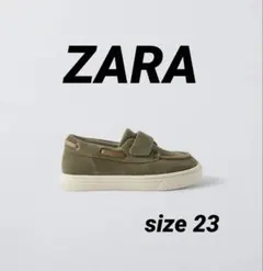 【ZARA】未使用品! レザーデッキシューズスニーカー14.3cm