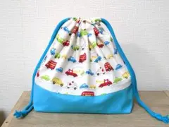 H169【通園・通学グッズ】ハンドメイドお弁当袋(働く車柄白色）