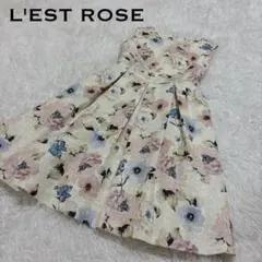 【レストローズ】ノースリーブロングフレア花柄ワンピース　M ボタニカル　ガーリー
