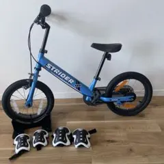 STRIDER 14X 子供用自転車 青ペダル付き肘膝当て付きストライダー
