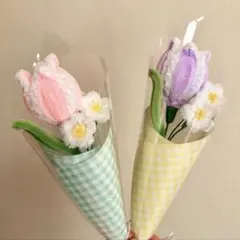 【卒園ギフト】2束セット　チューリップ＆小花〈ミニブーケ〉枯れない花束｜