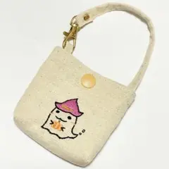 刺繍　ハロウィン　お化け　ゴースト　ミニミニバッグ　ポーチ　ハンドメイド
